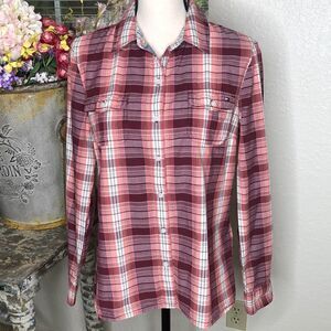 Tommy Hilfiger Burgundy Plaid Normcore Shirt Size L